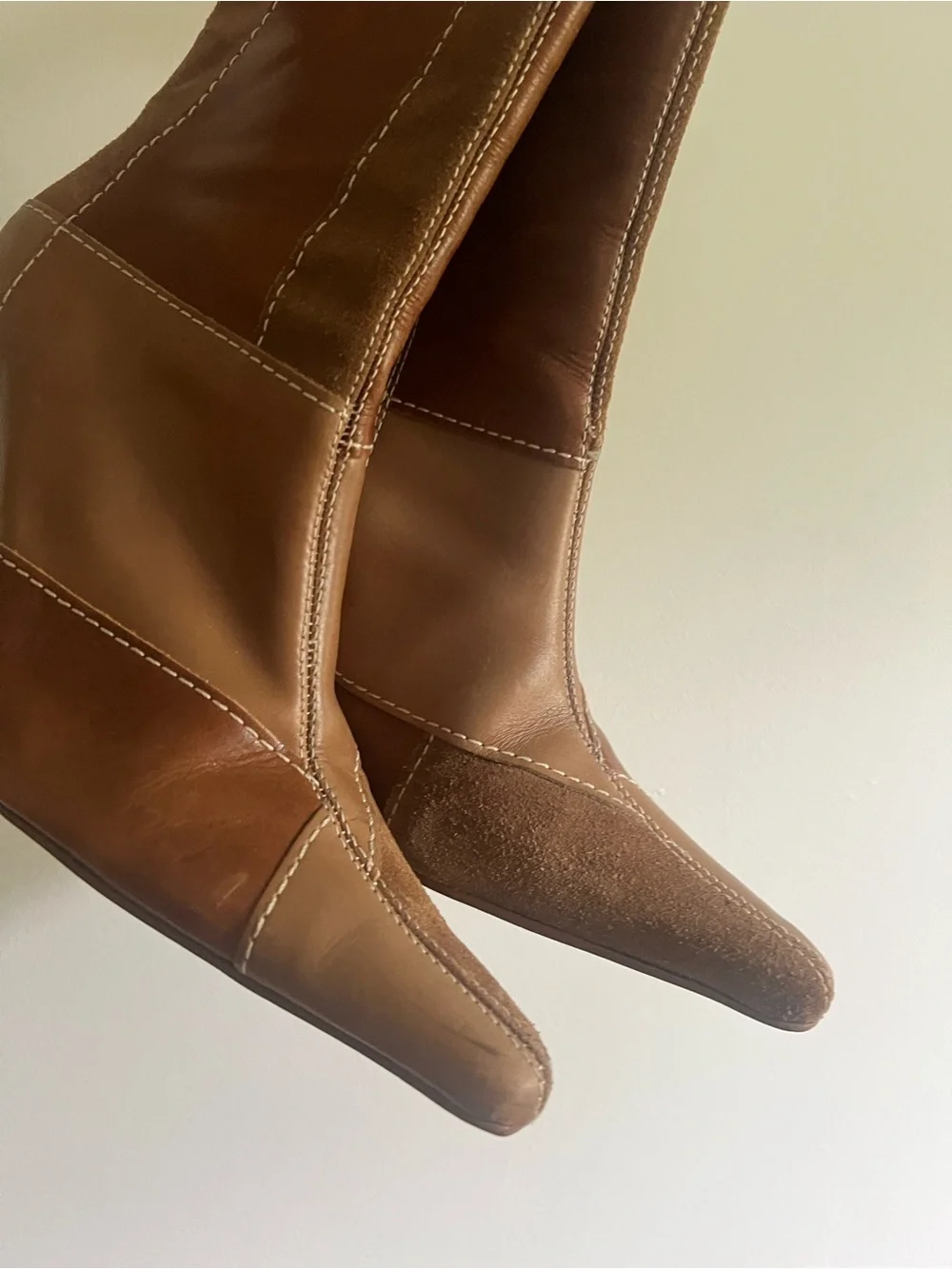 Vintage Steve Madden Leather Ankle Boots Women’s 7.5 Brown Pointed Toe Y2K